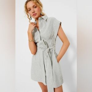 Tuckernuck White and Black Striped Tie-Waist Mini Dress